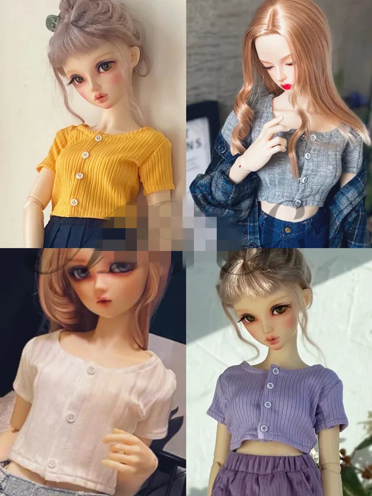 Casual Stripe Short T Shirt for BJD 1/6 1/4 ,1/3 SD16 Doll Clothes Customized CWB195