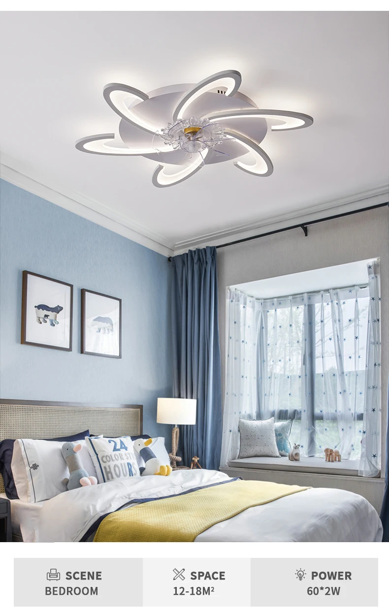 Lampada A Soffitto Con Ventilatore A Forma Di Fiore LED 50W - Telecomando E Dimmerabile - 4