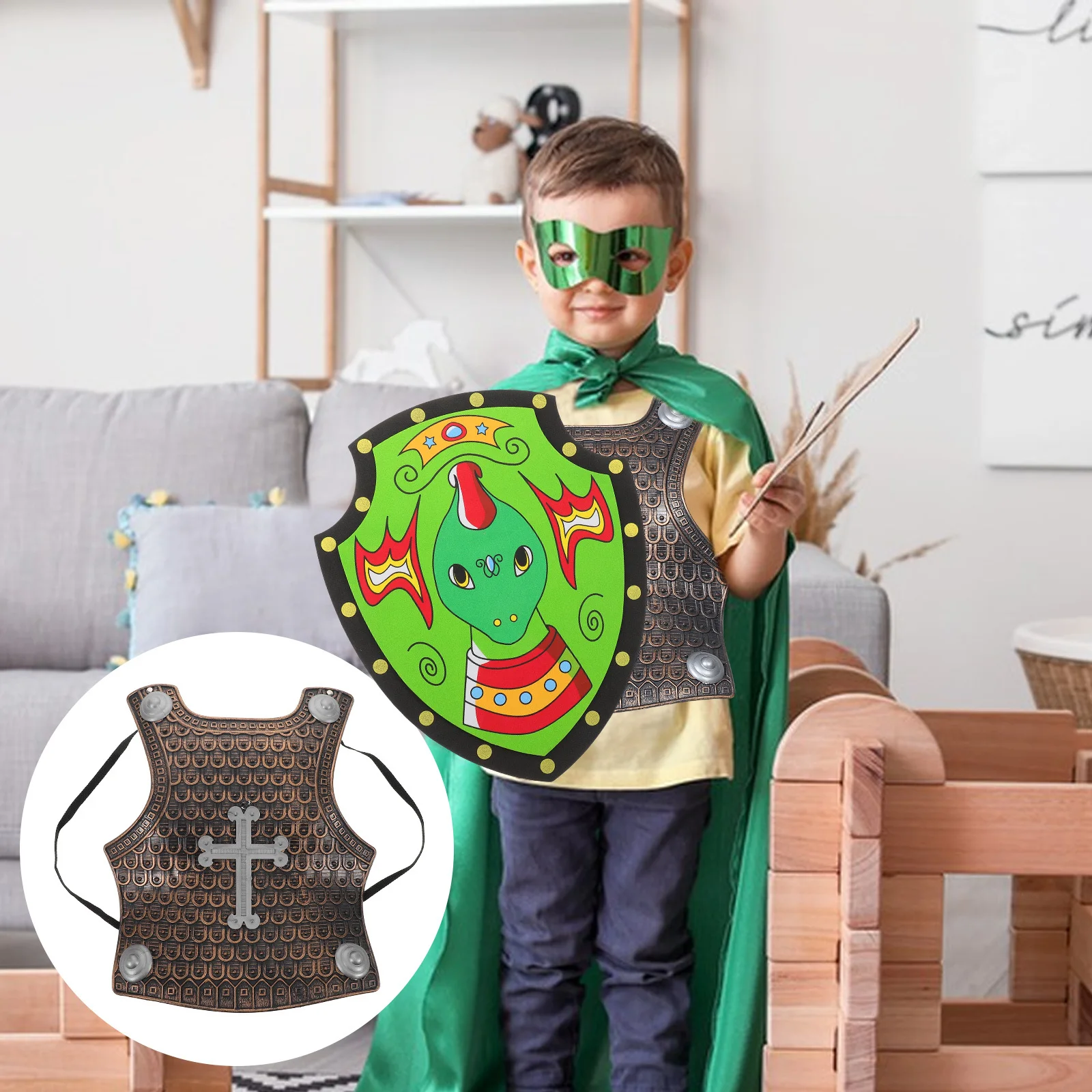 Rzymskie Zbroje dla Dzieci Starożytny Kostium Rekwizyt Plastikowy Strój Żołnierza Zbroja do Zabawy dla Dzieci Przebranie na Halloween Cosplay