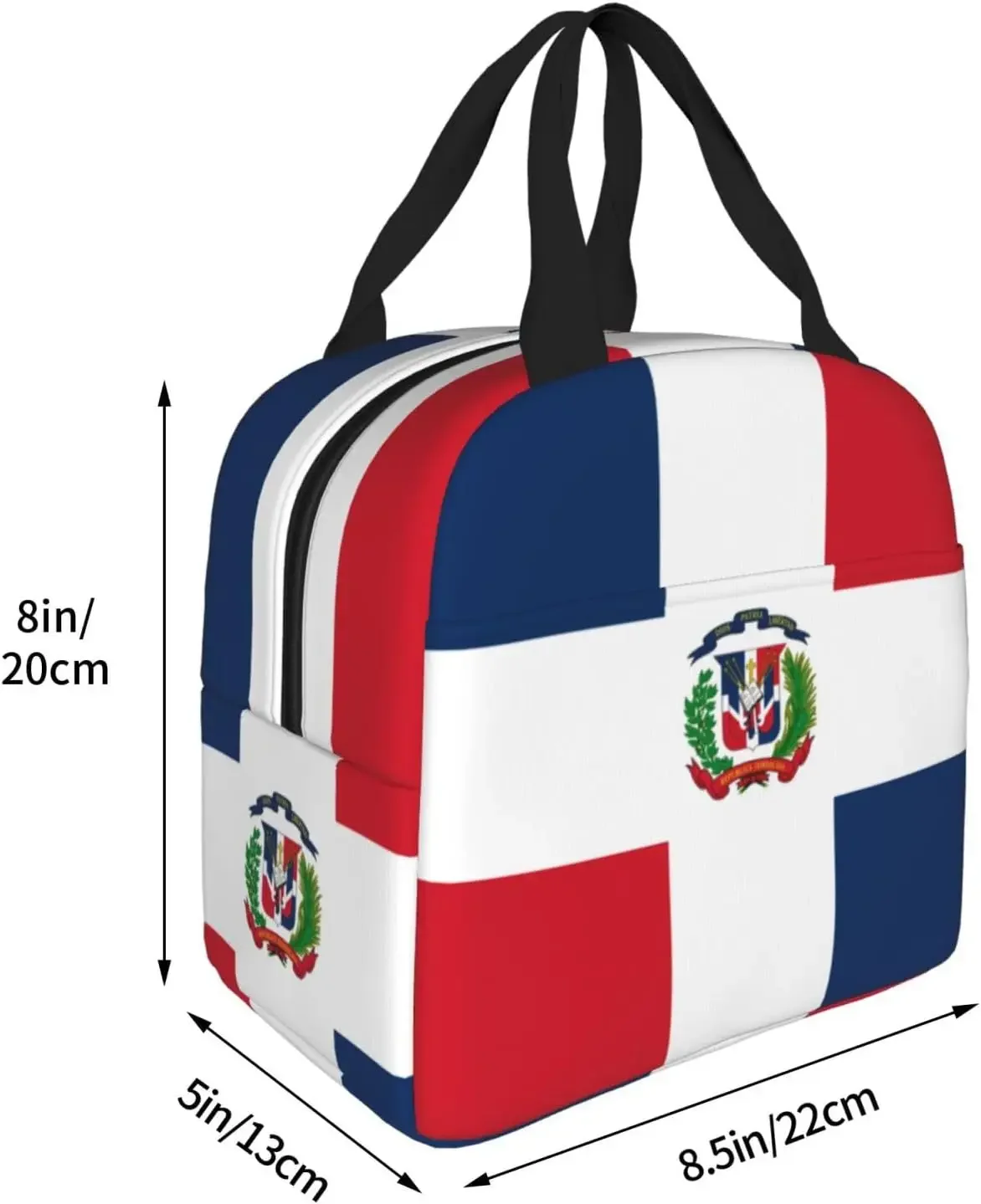 Dominican Republic Flag Lunch Bags for Women Men Portable Reusable Insulated Lunch Bag with Front Pocket Cooler Bag for Work