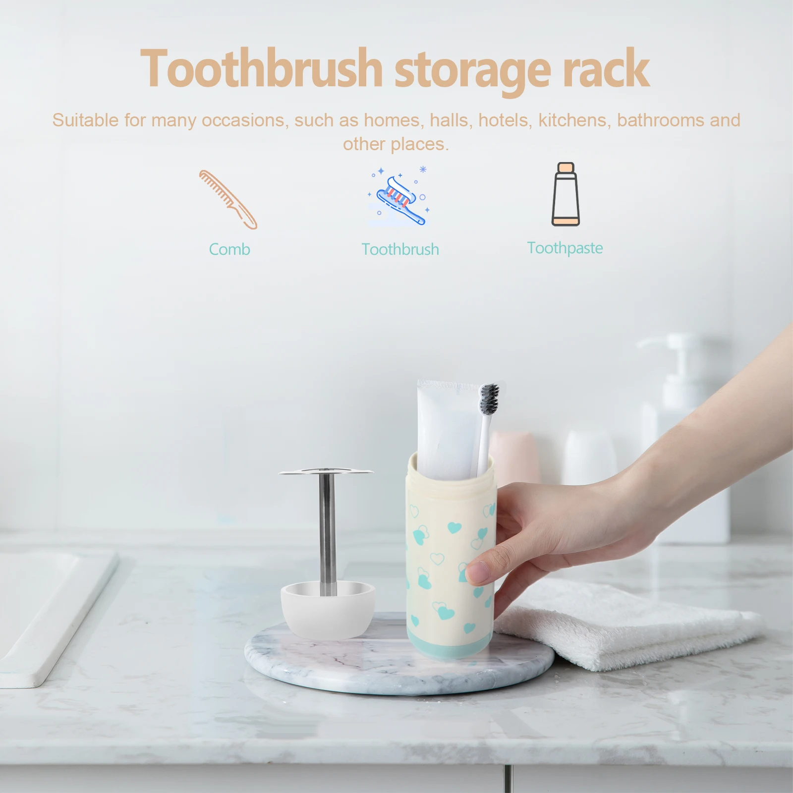 

Holder For Home Stainless Steel Bathroom Toothbrush Stand Rack, Household Organizer, Multi-Functional Toothbrush
