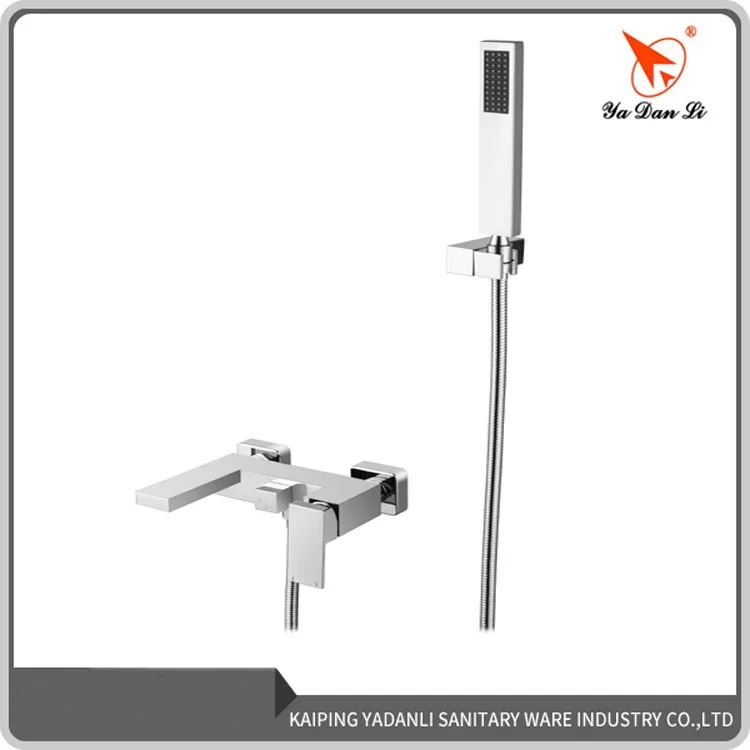 Hot Sale Fashion Modern Square Wall Mounted Brass Black Bathtub Faucet with Shower Set