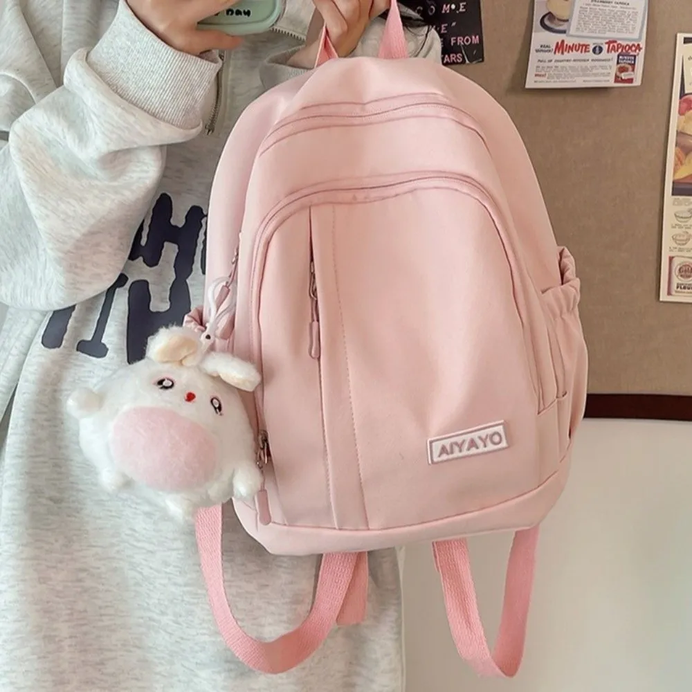 

Nylon Girls Backpacks Large Capacity Solid Color Students School Bags Japanese style Multi Pockets Teenage Shoulder Bags daily
