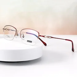 Pure Titanium Eyeglasses Women Glasses Designed Half Rim Flower Designed Elegant Glasses Two Color High Plating Quality