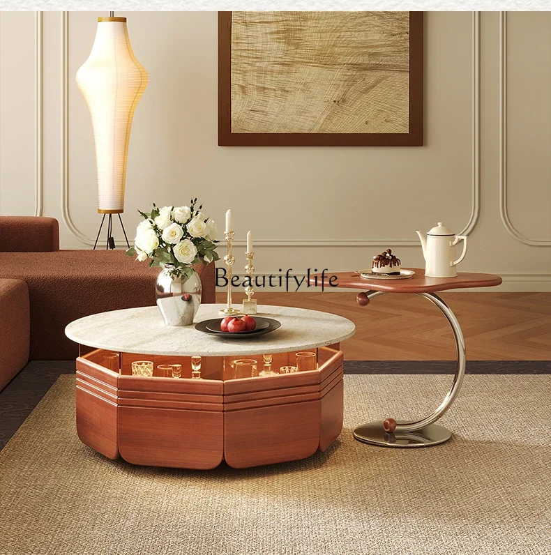 

XXRock slab lifting storage removable coffee table living room household solid wood high and low tea table