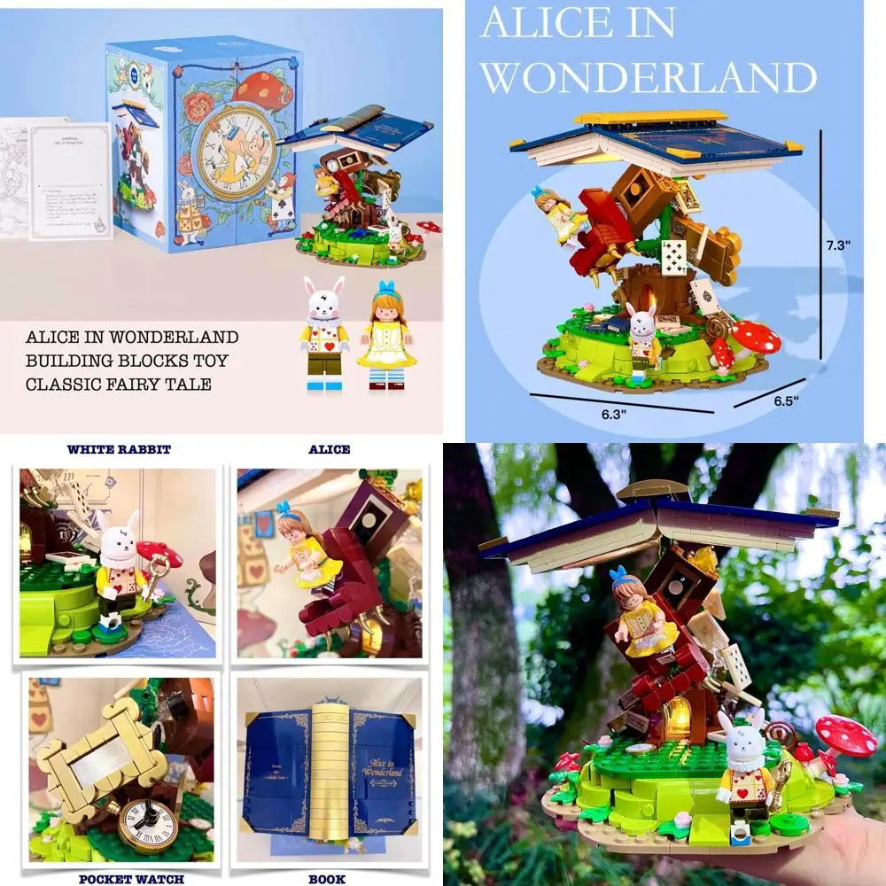 Bloques de construcción temáticos de Alicia en el país de las maravillas, decoración decorativa para el hogar, regalo para todas las edades, edición coleccionable