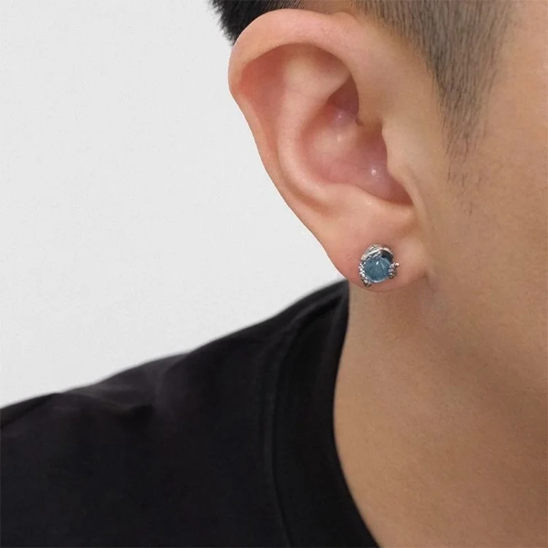 1Pair New In Fashion Vintage Punk Silver Color Snake Ear Stud Copper Piercing Earrings For Women Men Jewelry Accessories - view 6
