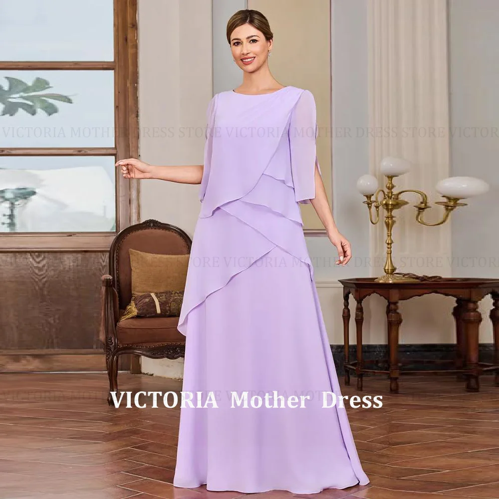 

VICTORIA Customized Simple Tiered Mother of the Bride/Groom Dresses 2026 Chiffon A-Line Scoop Wedding Guest Gowns Evening Dress