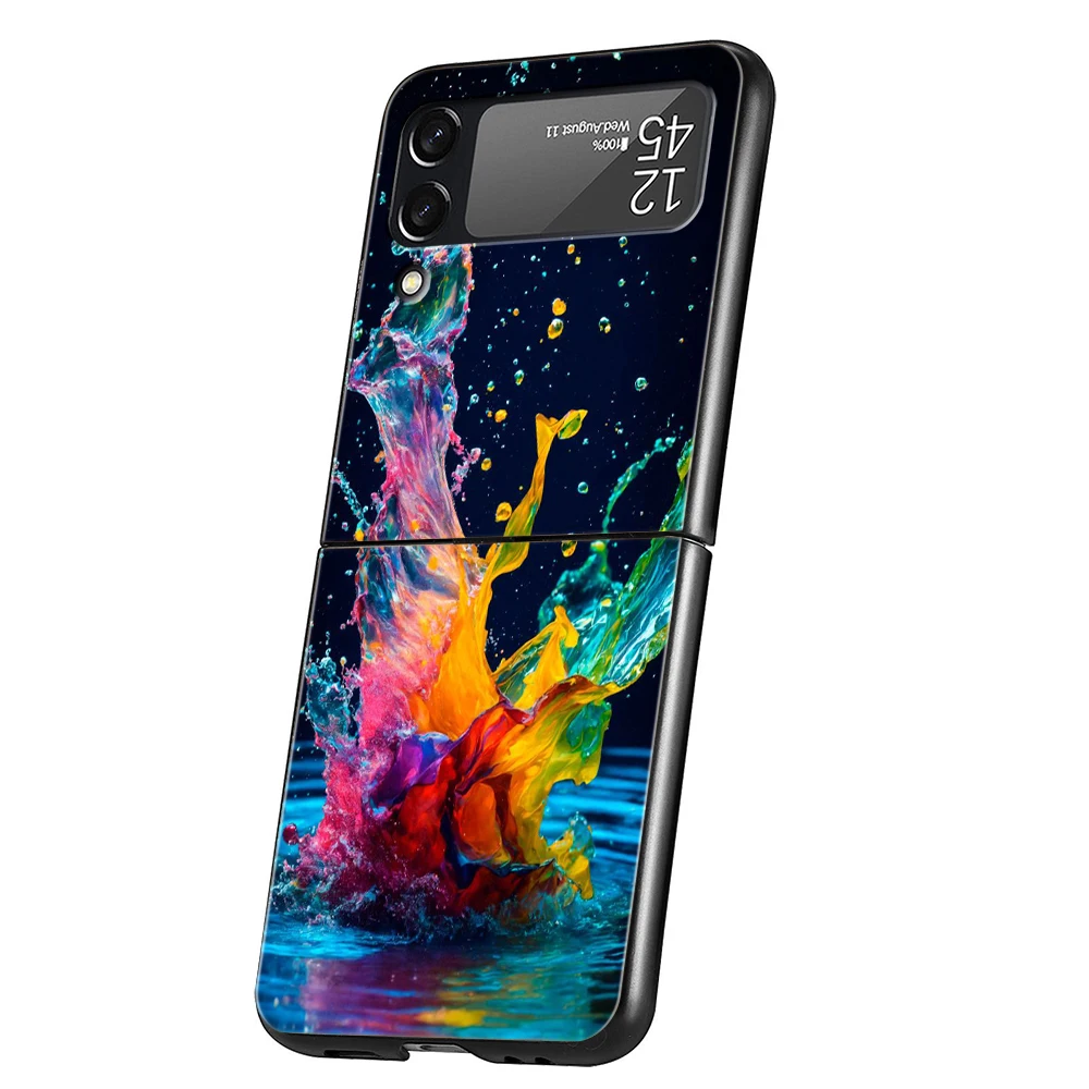 Gradient Color Water Hard PC Phone Case For Samsung Galaxy Z Flip 6 5 4 Black Cover For Galaxy Z Flip 3 Foldable Shockproof Capa – Detail 5