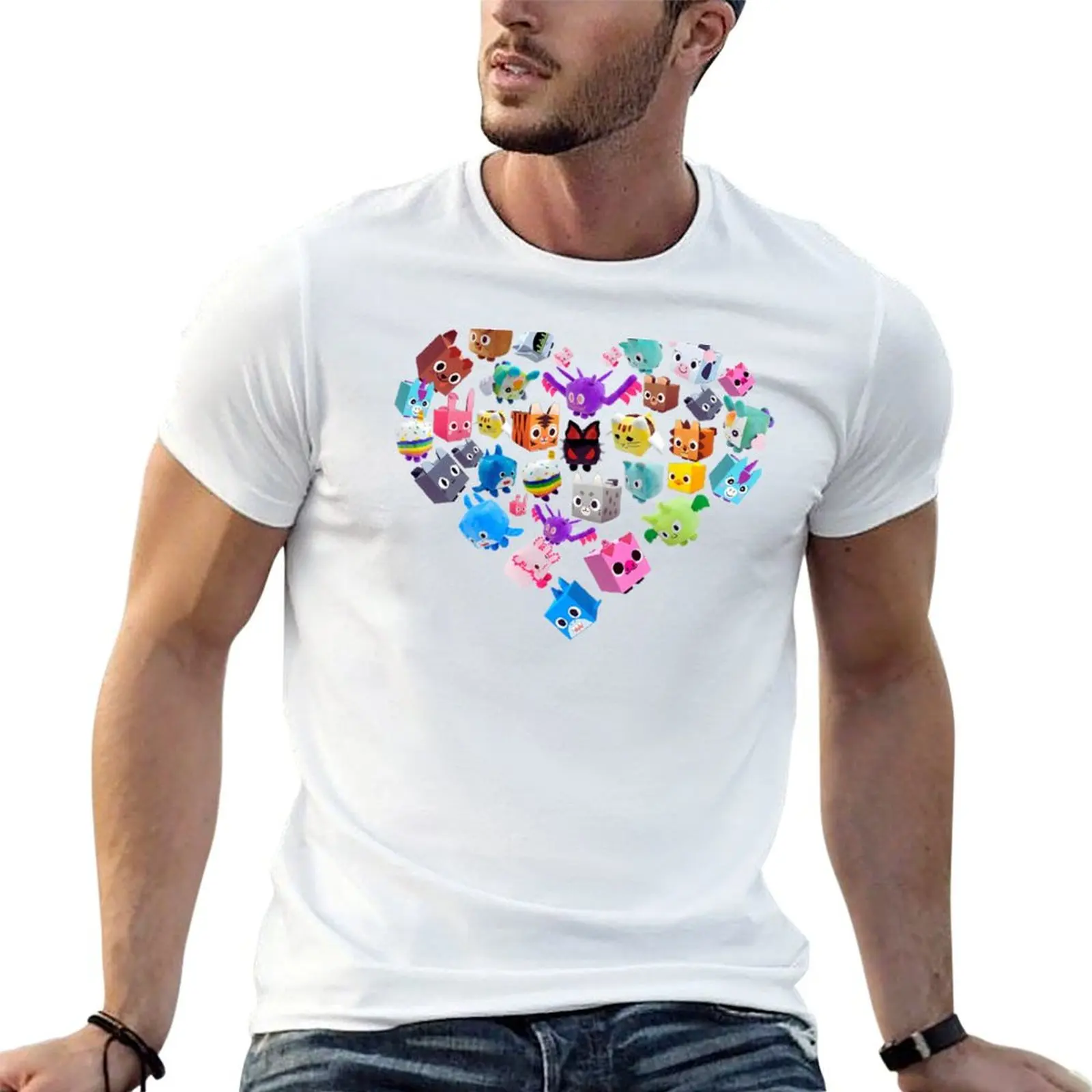 Pet Simulator Wiki - funny heart pet Simulator T-Shirt Modern Print Casual T-Shirt