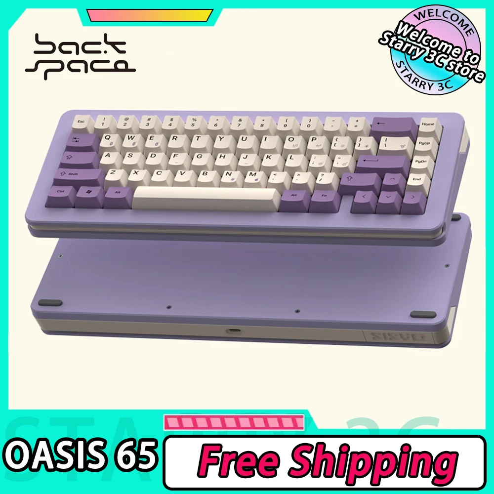 

BACKSPACE OASIS 65 Mechanical Keyboard Three Mode Gaming Wireless Keyboard Hot Swap Gasket Pc Gamer Accessories Office Mac Gifts