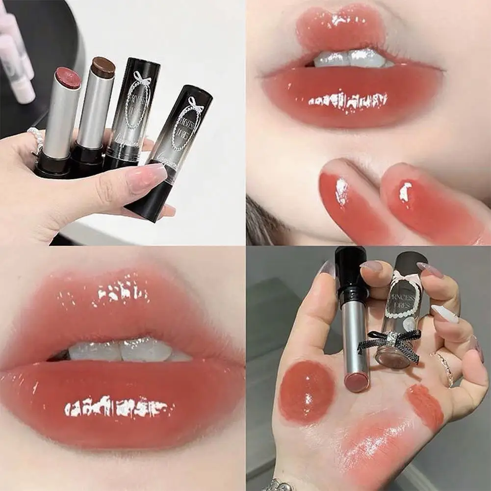 Punk Bruine Spiegel Water Stevige Lipgloss Lipgloss Met Fijne Glans Hydraterende Spiegelglas Jelly Lipstick Non Stick Cup Make-up