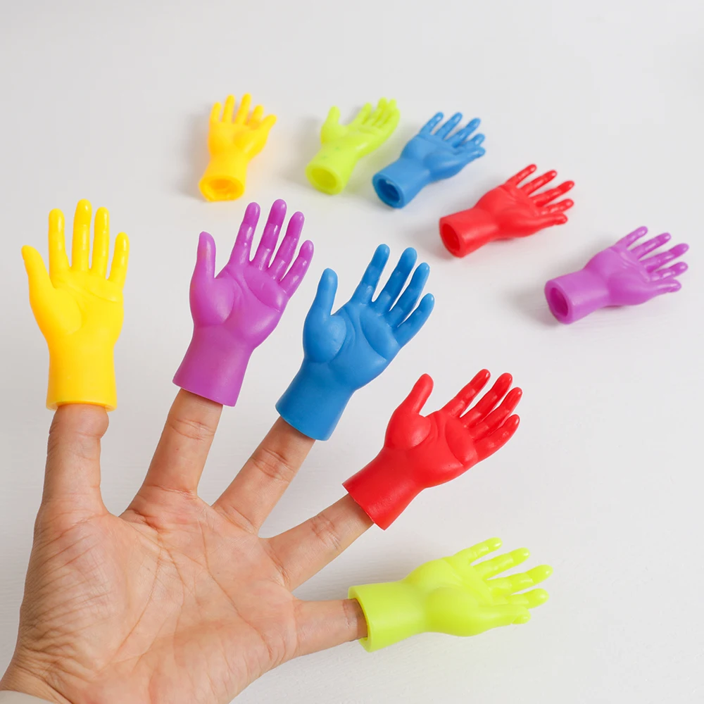 5Pc Colorful Simulation Little Silicone Hands Finger Puppet Prank Toys for Kids Birthday Baby Shower Party Favors Halloween Gift