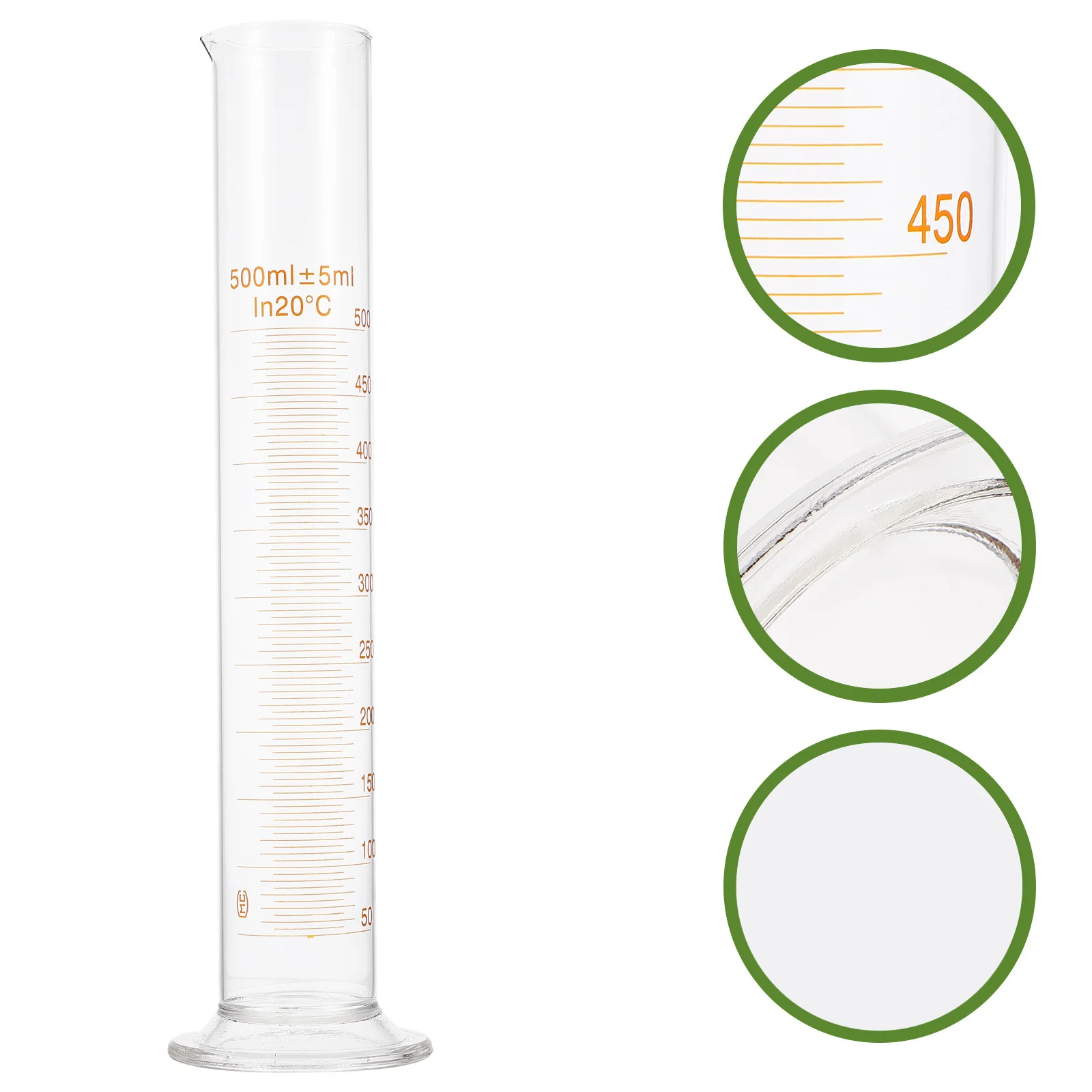 

500Ml Professional Glass Cylinder Accurate Measurement Lab Research Home Chemist Essential Oils Blending Graduated Cylinder