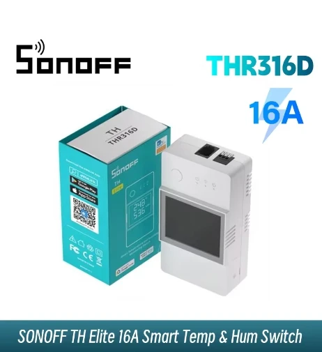 

SONOFF THR316D/THR320D Интеллектуальный переключатель температуры и влажности 16A/20A Сухой контактный выход Мониторинг ЖК-экрана через eWeLink Alexa