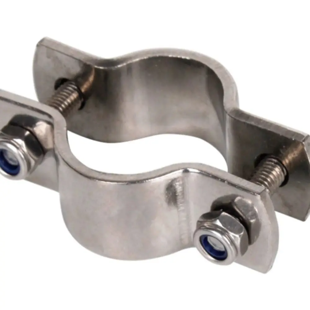 1Pcs M12-M108 Flat Pipe Support Clamp Thickened Flat Clamp M6 Screws Tube Support Clip Blue Case 304 Stainless Steel