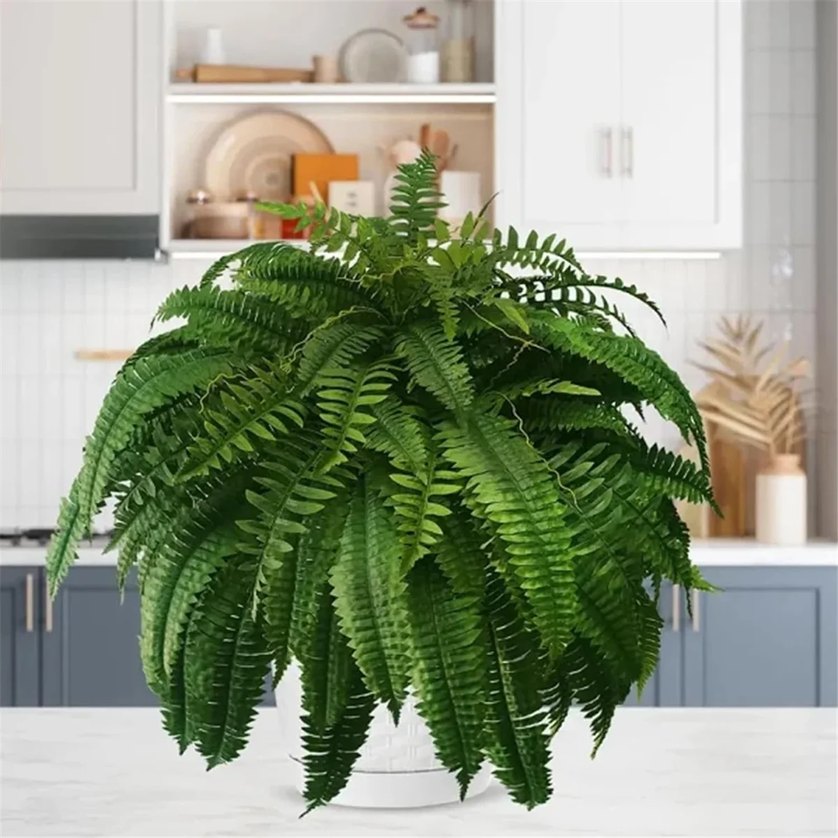 A16Z UV Resistant Lifelike Artificial Boston Fern, Artificial Ferns for Outdoors, Faux Ferns Fake Ferns Artificial Plants