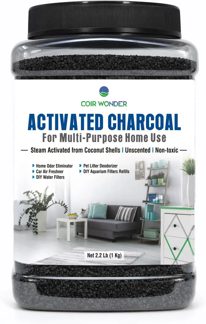 

Activated Charcoal Odor Absorber – 2.2 Lb – Coconut Shell Carbon Granules – Natural Air Purifier for Home, Car, Closet, Fridge,