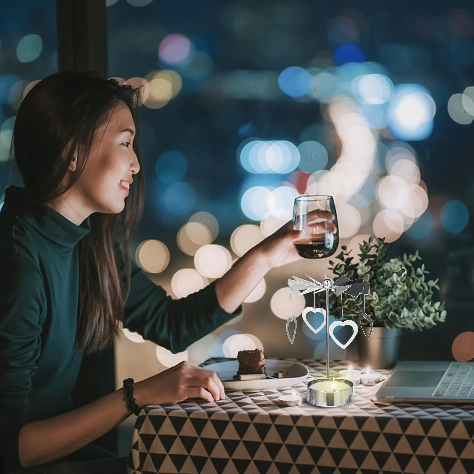 

2Pcs Metal Rotating Carousel Holders Rotating Candlesticks for Living Room Wedding Dinner Decor