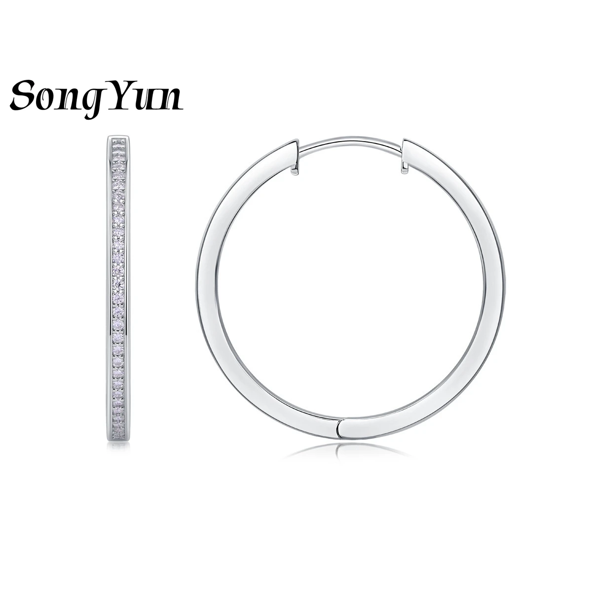 

SONGYUN Brand Jewelry 925 Sterling Silver Earrings Moissanite Diamond Huggie Daytime for Bride 18K Gold Plated Hook Earrings