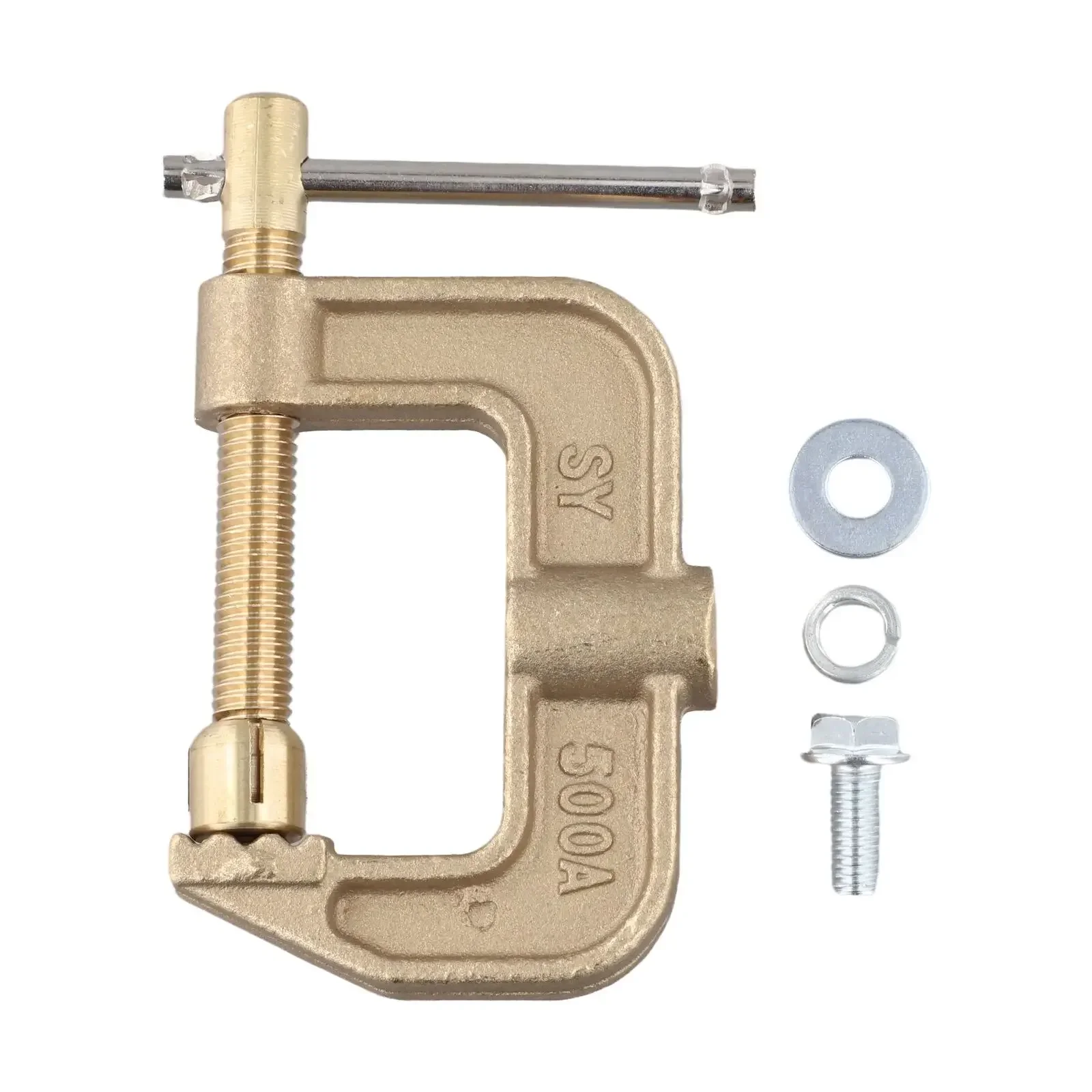 500A Copper Ground Clamp G Shaped for Argon and Submerged Welding Applications Used in Automotive and Industrial Welding