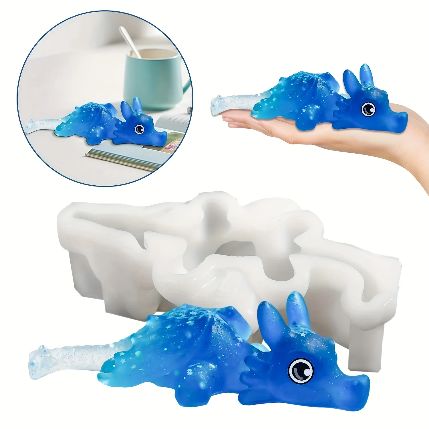 

A small Feilong resin silicone mold that can be used for resin casting kits, home decor, suitable for beginners DIY, drip glue h