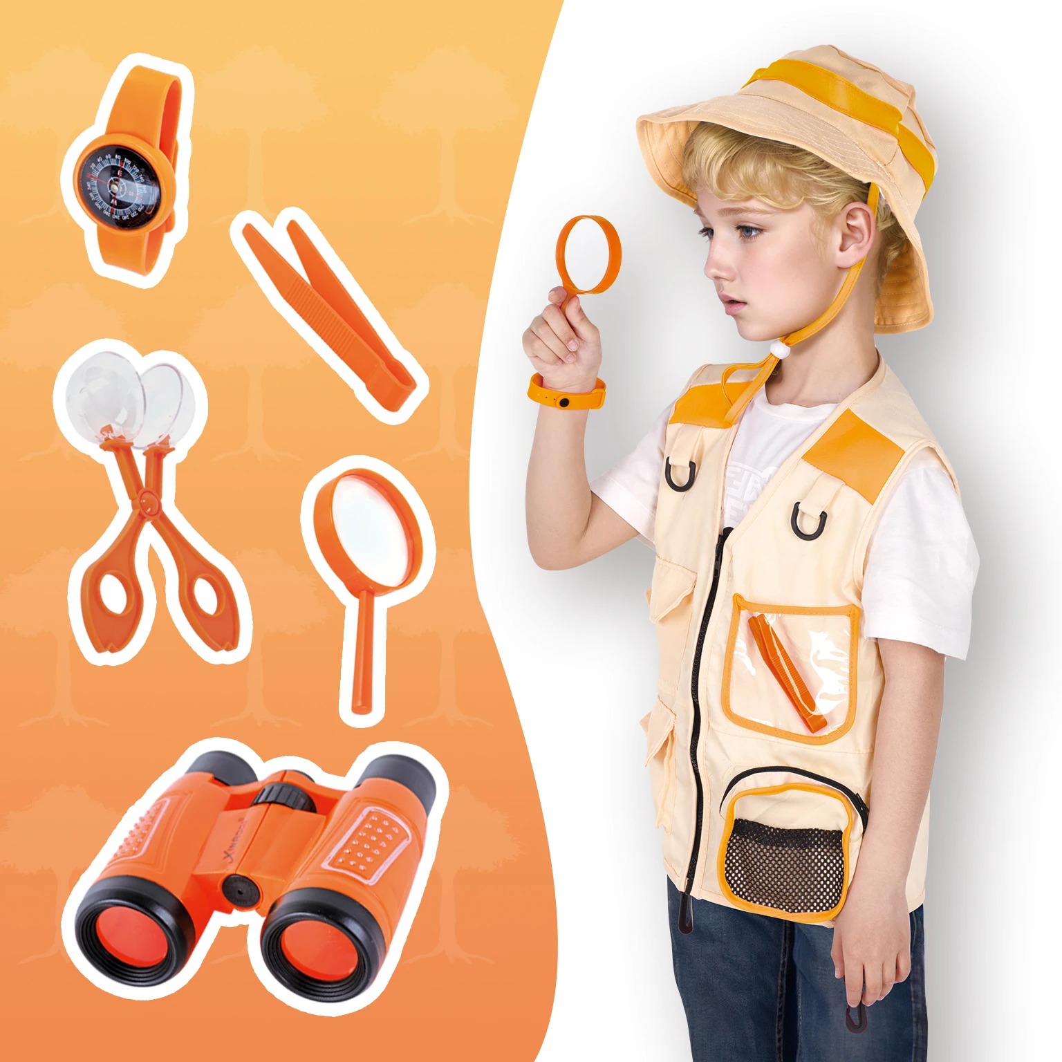 Zestaw zabawek do eksploracji dla dzieci, zawierający odzież do wypraw, kapelusz i zabawki do eksploracji, prezent urodzinowy