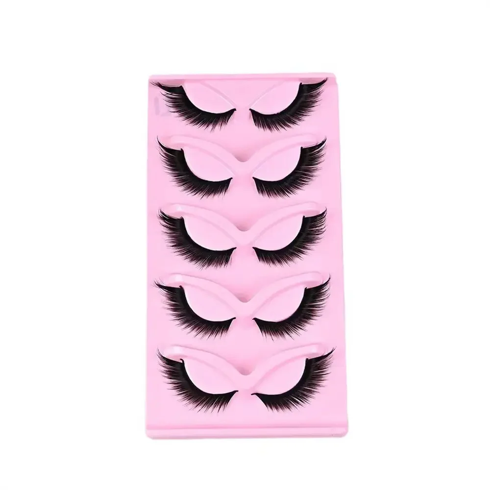 5 Paar Fuchswimpern, natürlich aussehende Katzenaugenwimpern, 3D-längige Wimpern, 16 mm Wimpern – Detail 3