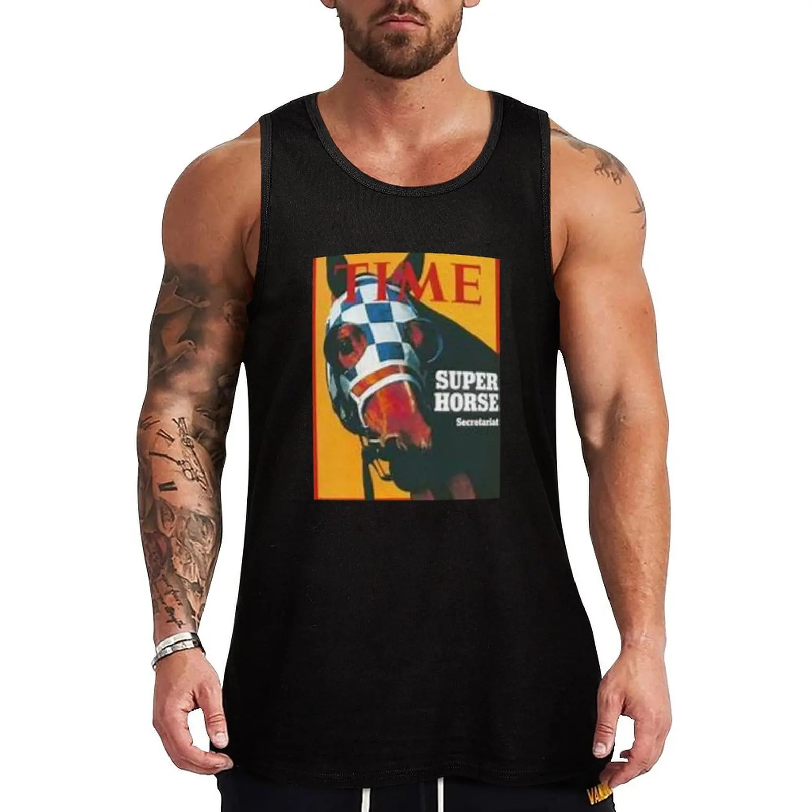 

Secretariat And Ecole Etage 1973 Preakness Tank Top summer clothes for men Body man