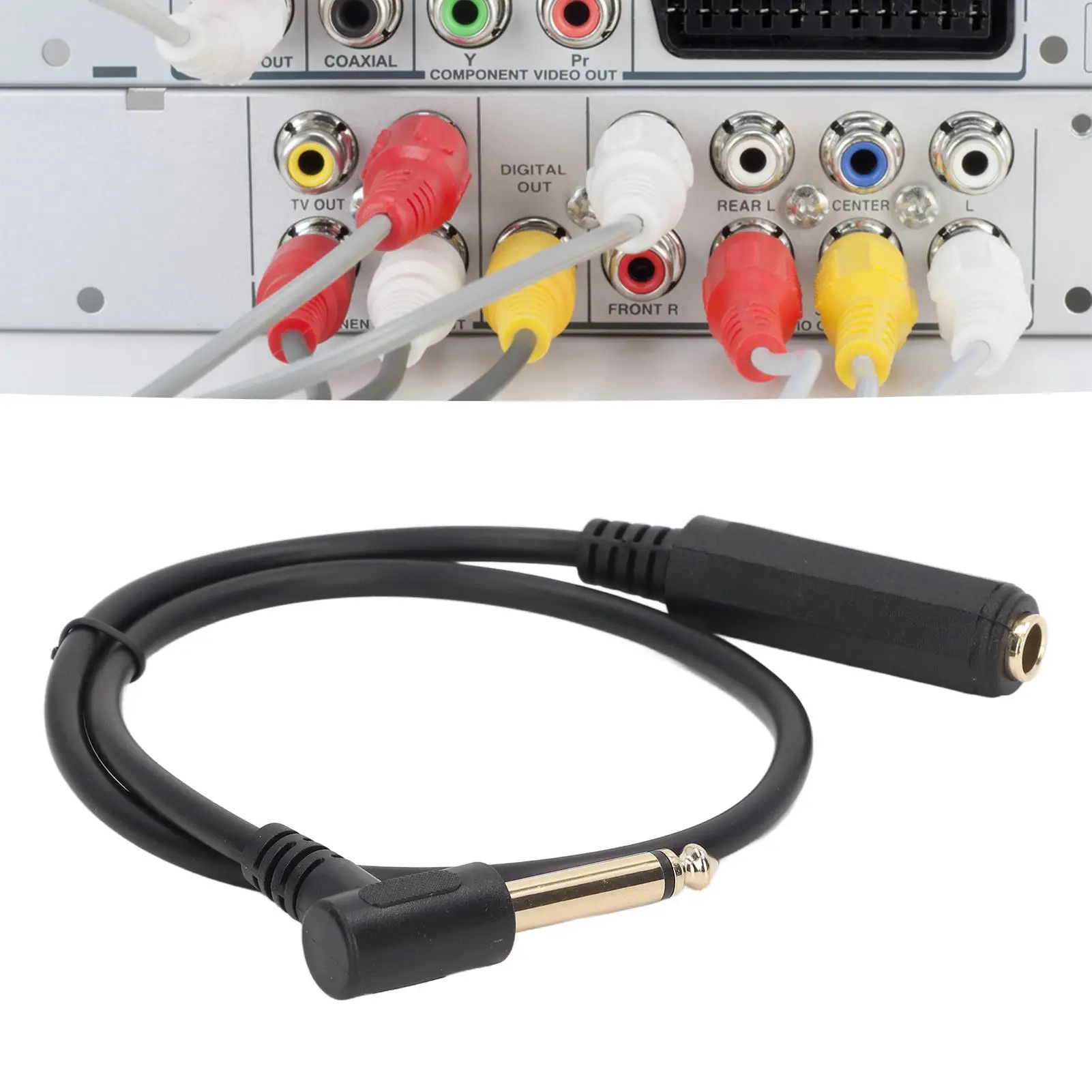 Cabo de áudio para microfone estéreo ecológico de 0,5 m de 1/4 pol. - Som mono para dispositivos multimídia