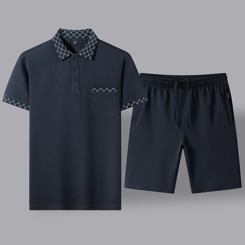 Conjunto de Polo de negocios holgado para hombre, ropa informal de gran tamaño que combina con todo, botones y solapa, bolsillos unidos, verano, 2024