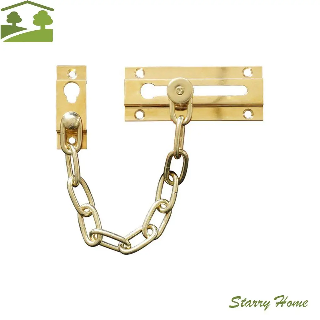 Qualità 1 set Serratura di sicurezza Catena in acciaio Bullone con viti Protezione di sicurezza per porta Serratura per porta scorrevole Catena per porta hardware