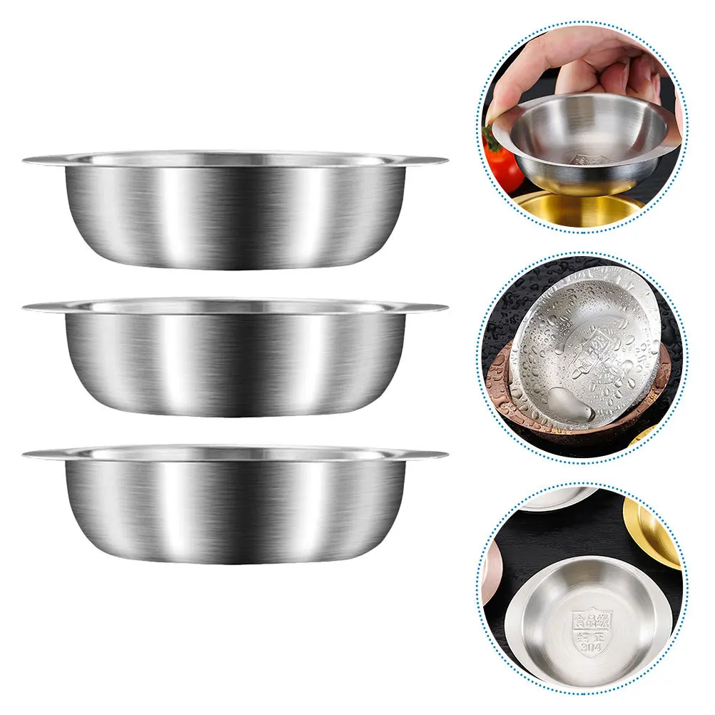 

3pcs Stainless Steel Soy Sauce Dishes Mini Seasoning Bowls For Sushi Dipping Oil Vinegar Sauces Condiment Containers Outdoor