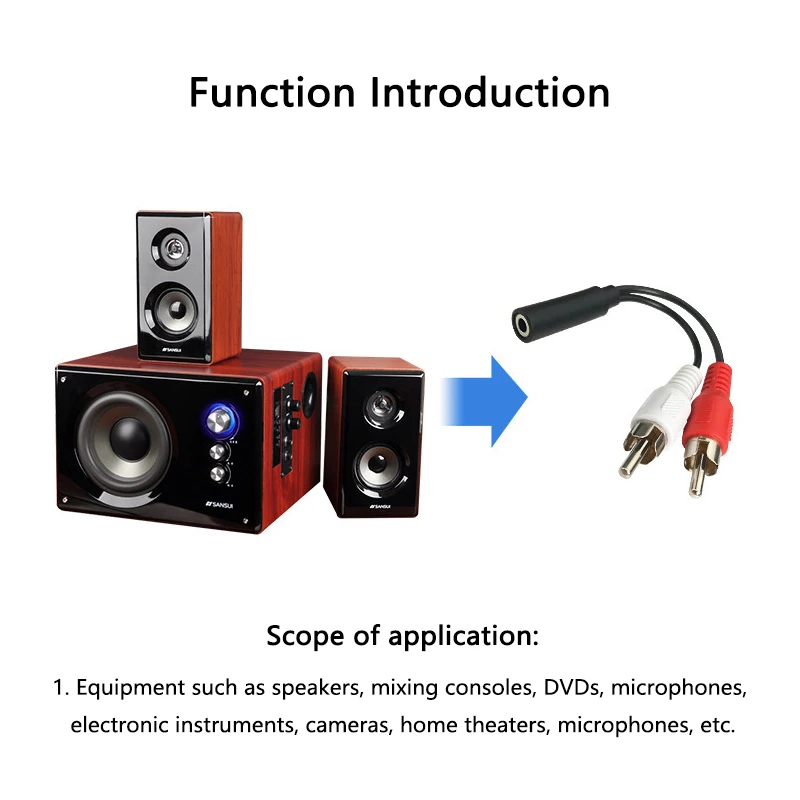 3.5 Audio Aux Socket Connector To Headphone Music Wire 3.5mm RCA Female Jack Stereo Cable Y Plug 2 Male Adapter