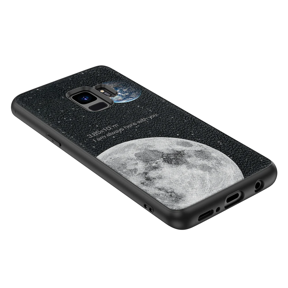 Backcover Lederen Hoesje Voor Samsung Galaxy S7 Edge S8 S9 Plus S10e S10x S10 Lite Hight Kwaliteit Maan Aarde Space Print Protecter