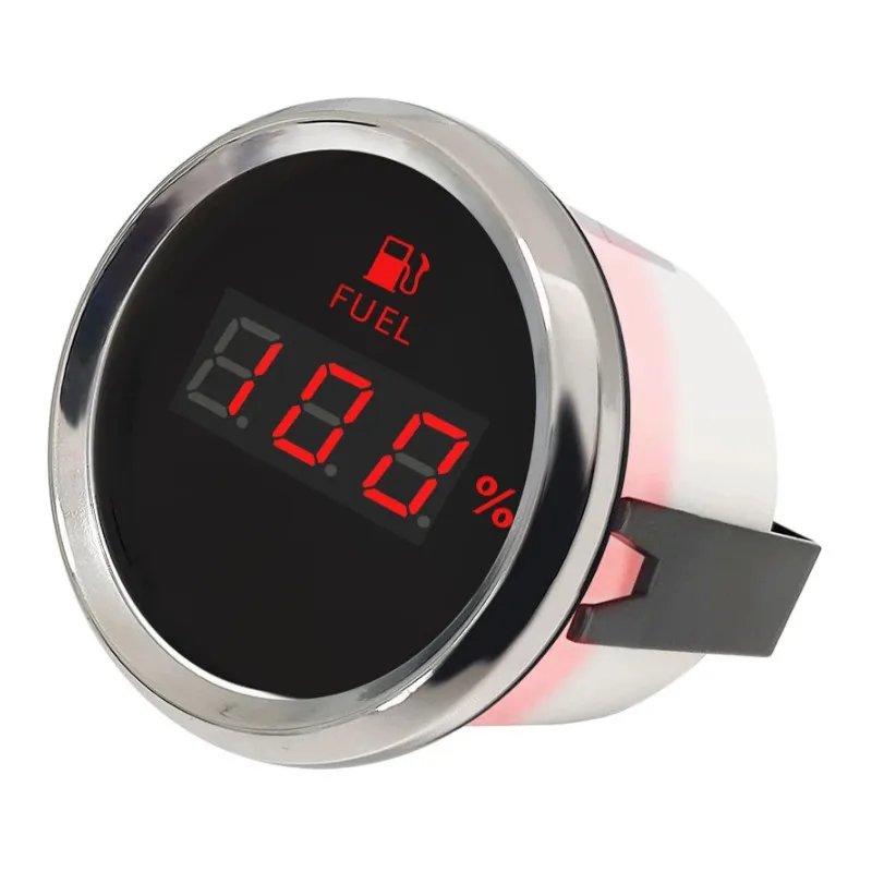 Auto- en bootgebruik Digitale brandstofmeters 52mm 0~100% Brandstofniveaumeters tonen 0-190ohm of 240-33ohm ingangssignaal met rode achtergrondverlichting 9-32v