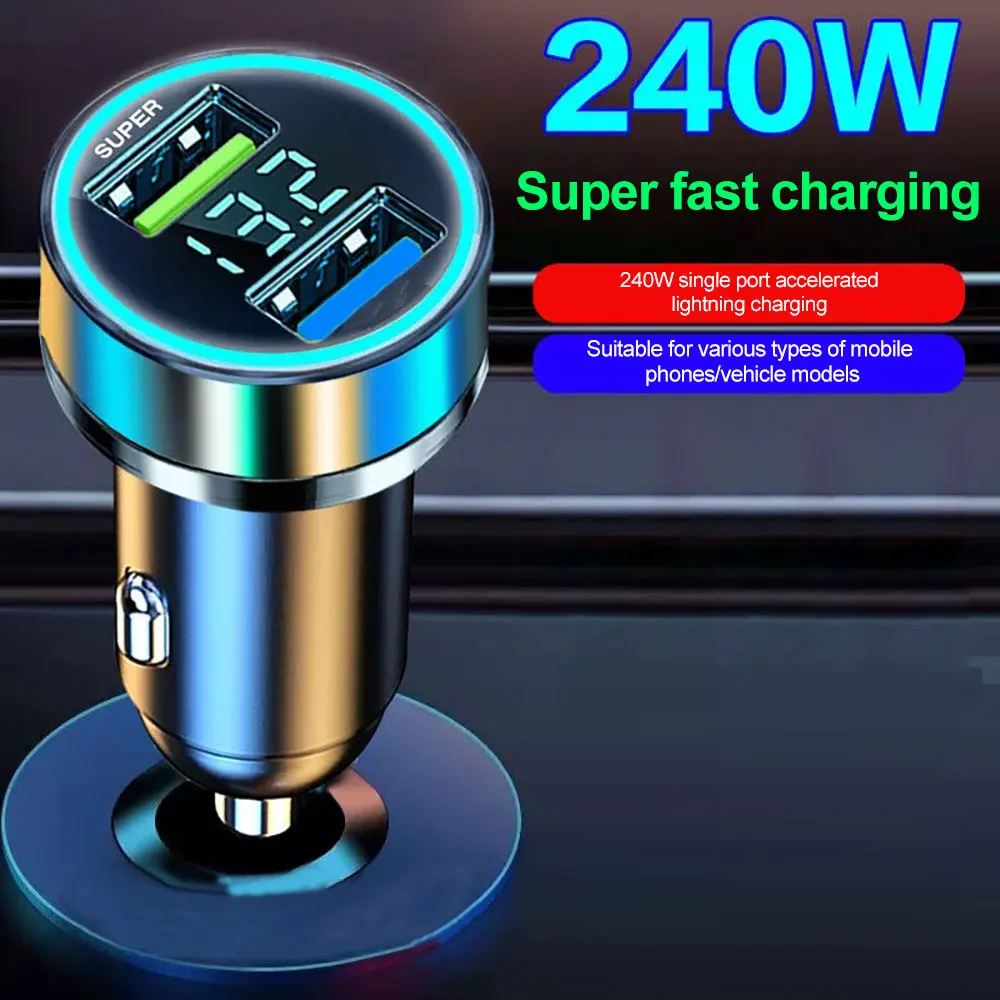 12V-24V Portable 2USB Car Charger Super Fast Charging Adapter for Iphone Huawei Samsung Xiaomi Phone