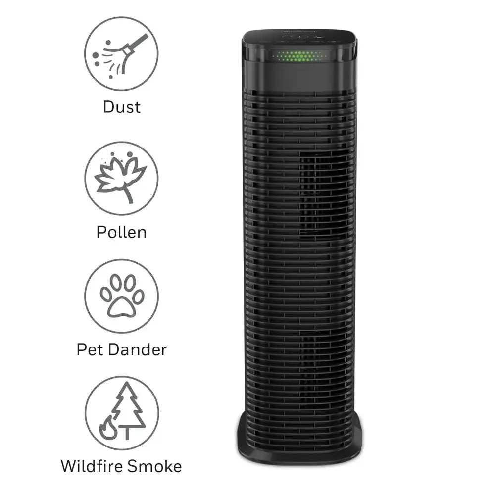 HEPA Air Purifier Allergen Smoke Pollen Dust Reducer Tower Design Bedroom Living Room Kitchen 200 sq ft Display Control Auto-off