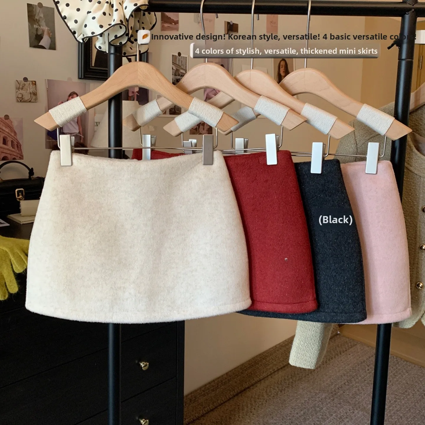 Hohe Taille Tweed Rock frauen Einfache Wrap um Rock Herbst Winter Neue Sle Pendeln Koreanische Sle Polyester Faser