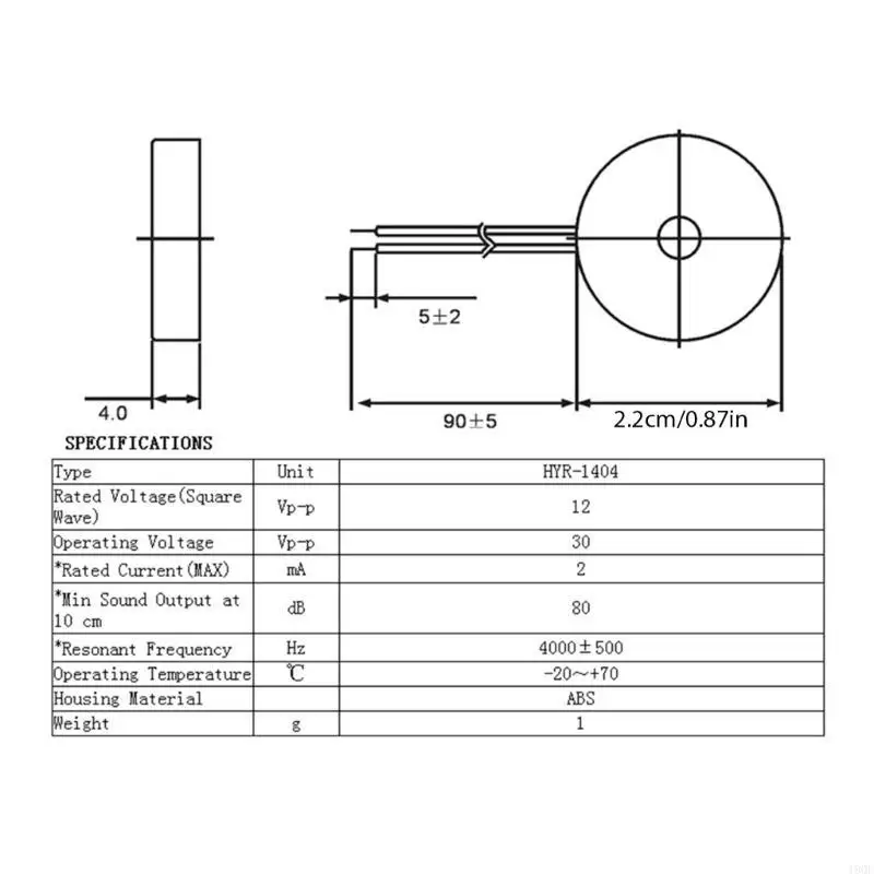 Buzzer Passive Piezo Buzzer da cutro passivo da 19QE 30V 80DB.