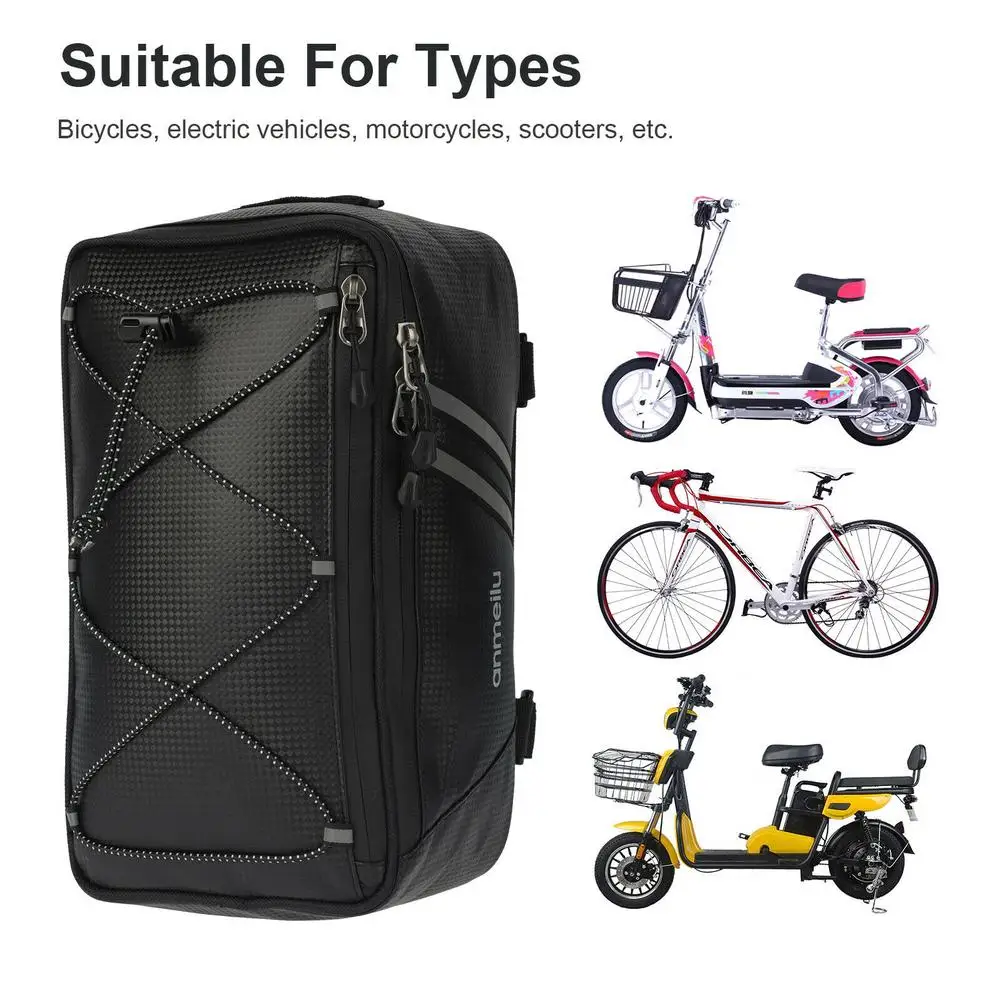 8L Motorcycles Bag Trunk Bag PU Waterproof Bicycle Trunk Bag Cycling Rack Pack Bike Rear Bag Frame Accessories Behind Seat