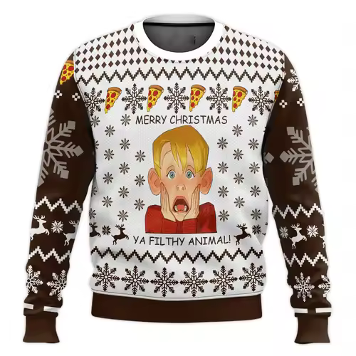 Merry Christmas alone at home Ugly Christmas sweater cartoon animation Men's pullover 2026 fashionable couple shirts Sweatshirt - Image 13