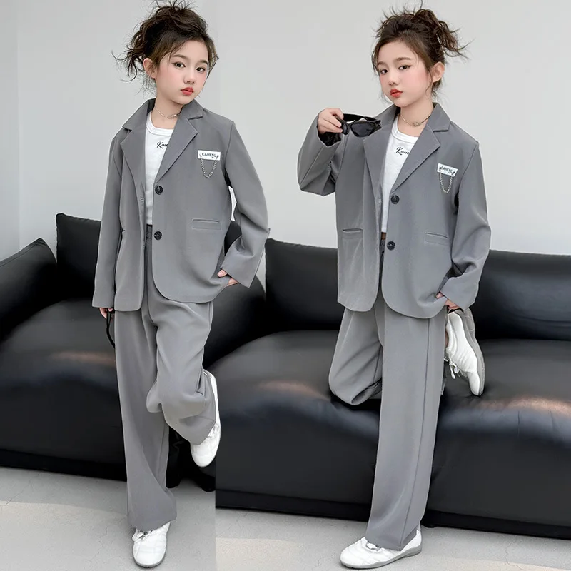 Teenager Girls Clothing Set 2026 Spring Autumn Formal Suits for Children Clothes Kids Blazer Pants 2pcs Outfits 5-14 Yrs