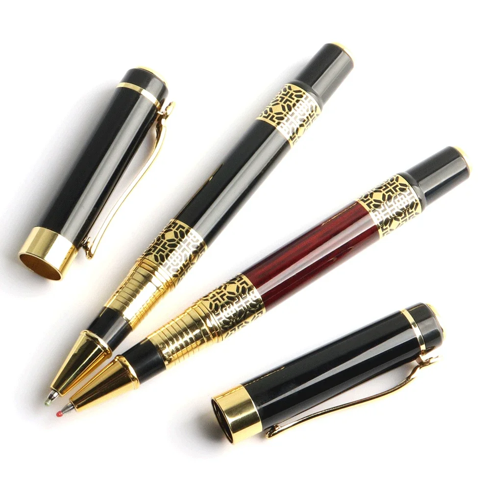 Roller Pen High Quality Hollow Out Sculpture Gel Pen Metal Golden Black Stationery Office School Supplies Writing Gel Pens