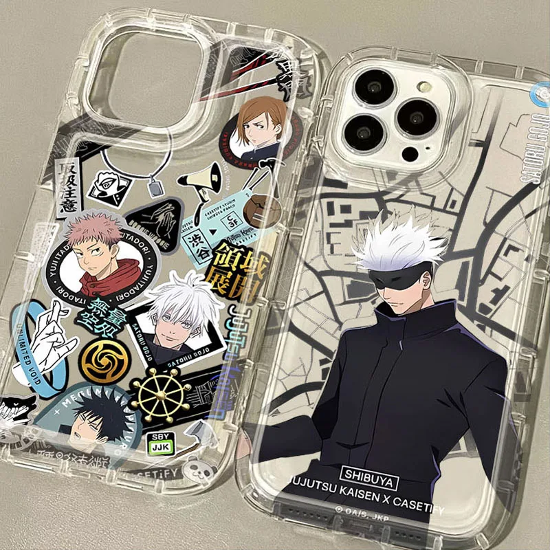 Anime Jujutsu Kaisen Gojo Satoru Case for iPhone 15 14 13 12 11 Pro Max XR XS X 8 7 6 6S Plus SE 2020 Shockproof Clear Cover