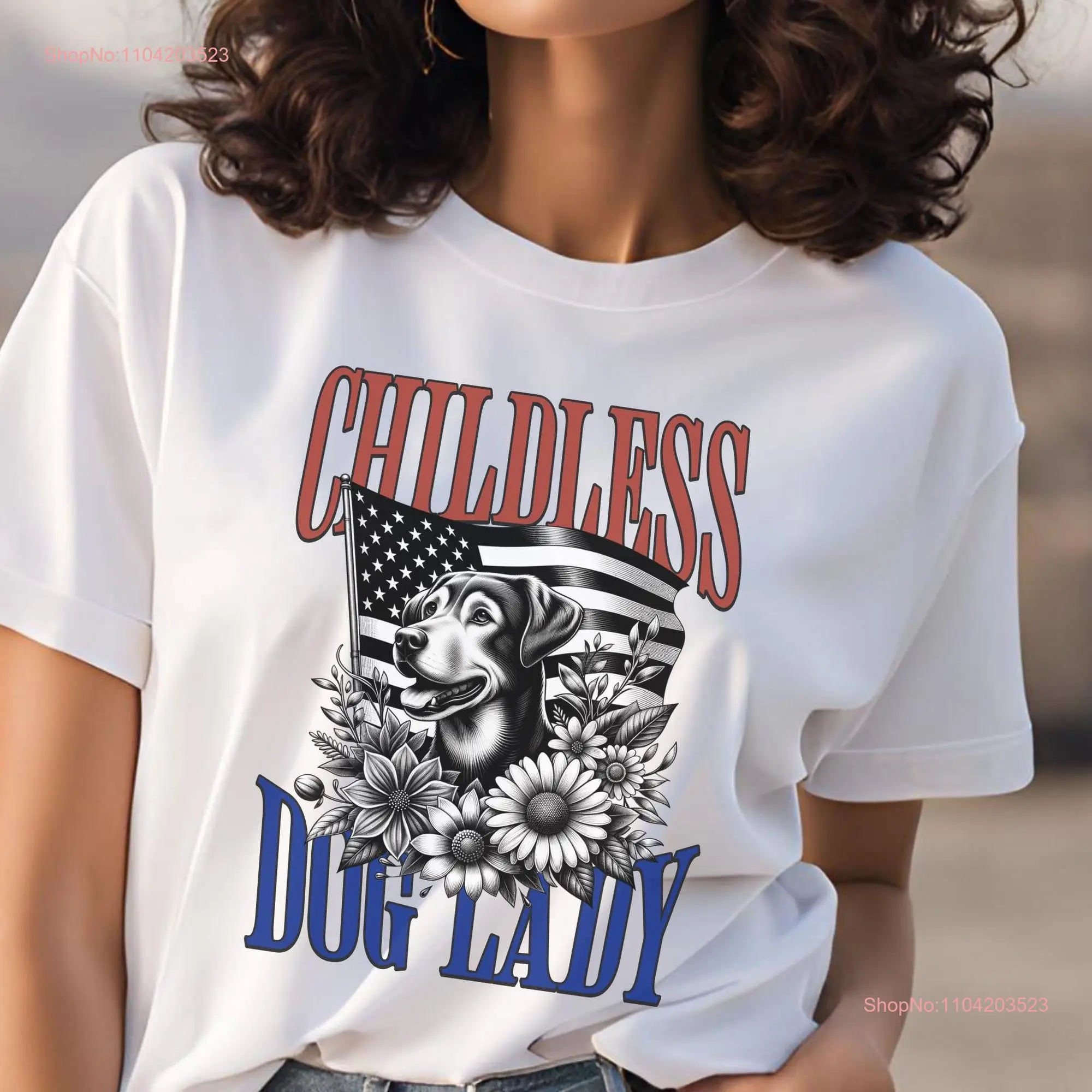 Childless Dog Lady T Shirt for Kamala Harris President 2024 Vintage Feminism Election Womens Rights long or short sleeves