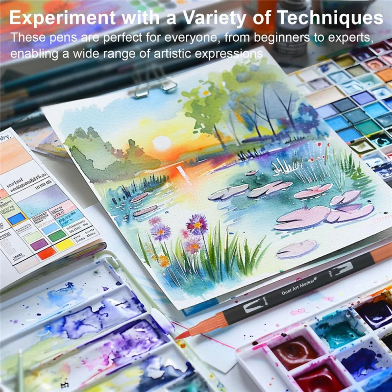 12-120 цветов, кисть с двумя наконечниками и художественные маркеры Fine Point — ручки для тонкой подводки с акварельным эффектом для рисования, набор для рисования и каллиграфии
