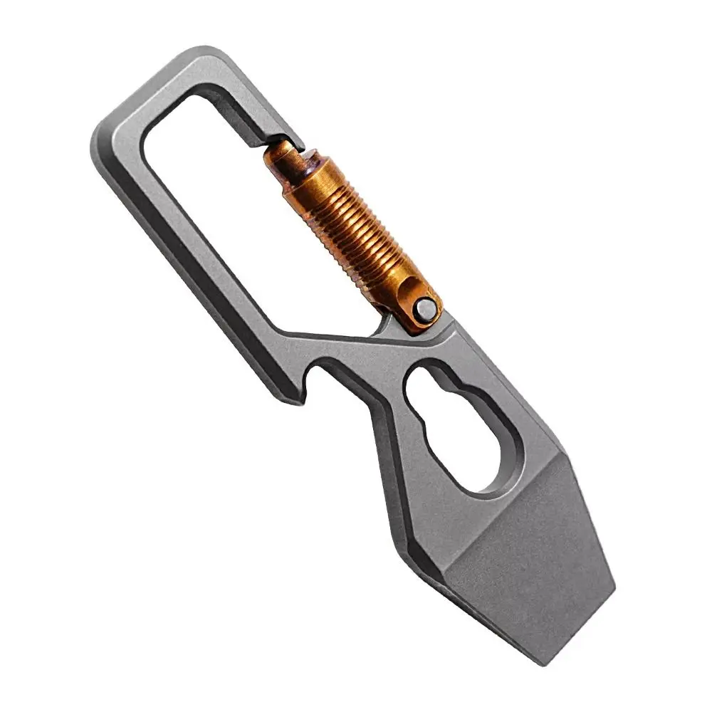 Koevoet 6 cm Pocket koevoet Multifunctionele draagbare flesopener Duurzame titaniumlegering Karabijnhaak Sleutelclip Outdoor kampeeruitrusting