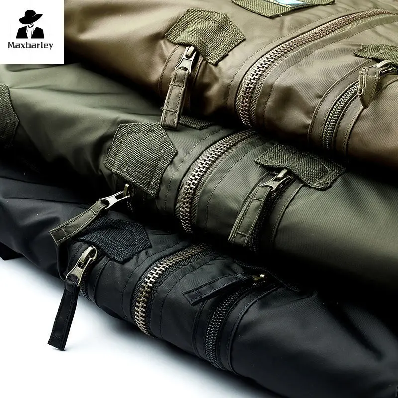 Trendy Flight Jacket Men 2025 Autumn Casual Multi-pocket Zipper Windproof Jackets High Quality Hiking Camping Baseball Suit Coat