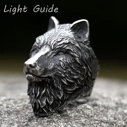 NEW Men's 316L stainless steel ring Creative Design viking Wolf Head Ring For Men Odin Norse Viking Celtic Animal Jewelry